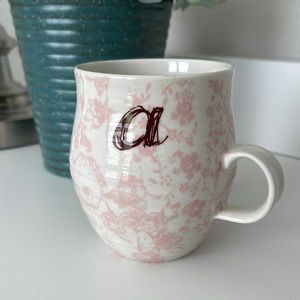 COPY - Anthropologie “A” Mug Pink Floral Ceramic